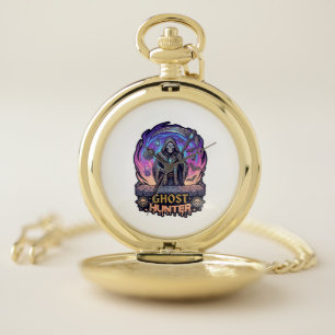 Ghost Hunter Grim Reaper Skeleton Scythe Purple Fl Pocket Watch