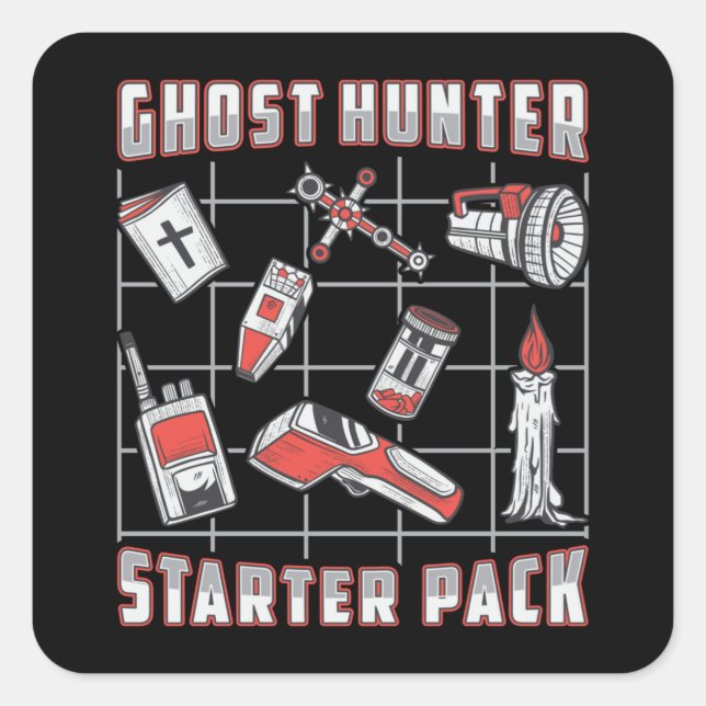 Ghost Hunter Starter Pack Paranormal Ghost Hunting Square Sticker (Front)