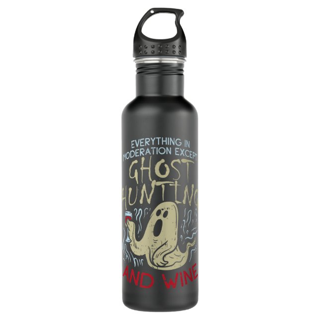 Ghost Hunting And Wine Gift For Ghost Hunter Stainless Steel Water Bottle (Front)