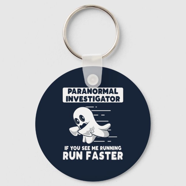 Ghost Hunting Paranormal Investigator Halloween Keychain (Front)