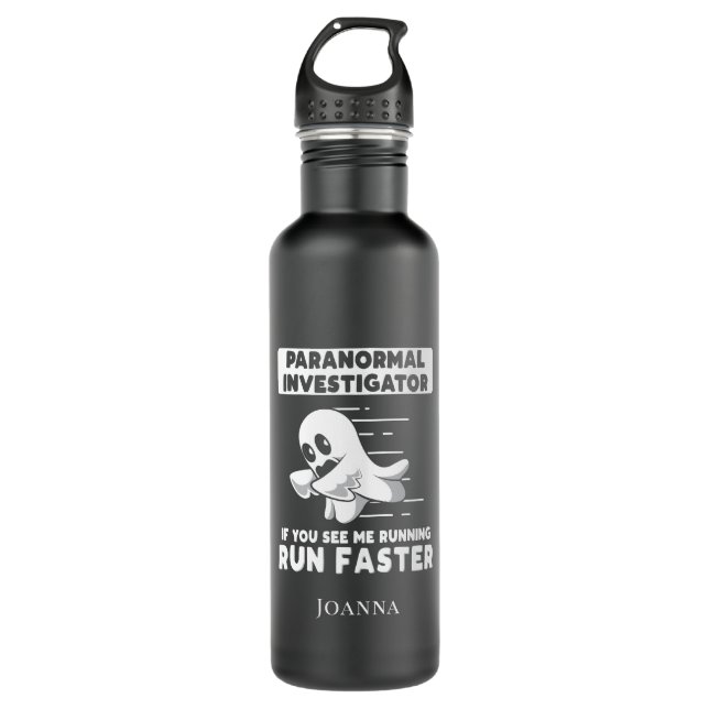 Ghost Hunting Paranormal Investigator Run Faster Stainless Steel Water Bottle (Front)
