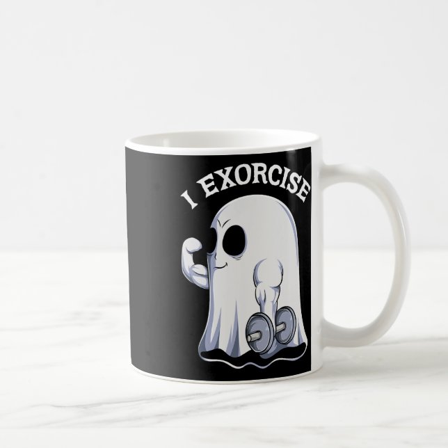 Ghost I Exorcise Fun Gym Exercise Workout Spooky H Coffee Mug (Right)