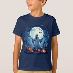 Ghost in a Haunted Graveyard With Full Moon T-Shirt