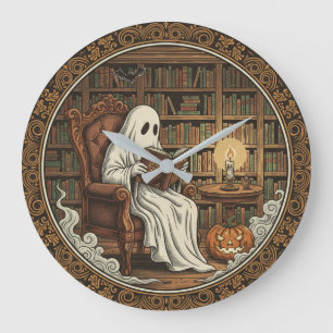 Ghost In A Library Large Clock