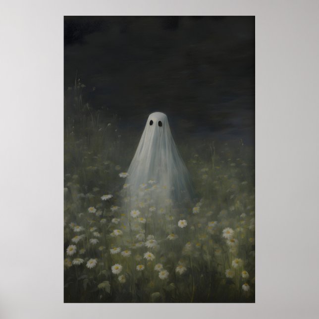 Ghost in Daisy Field Art Print Dark Academia (Front)