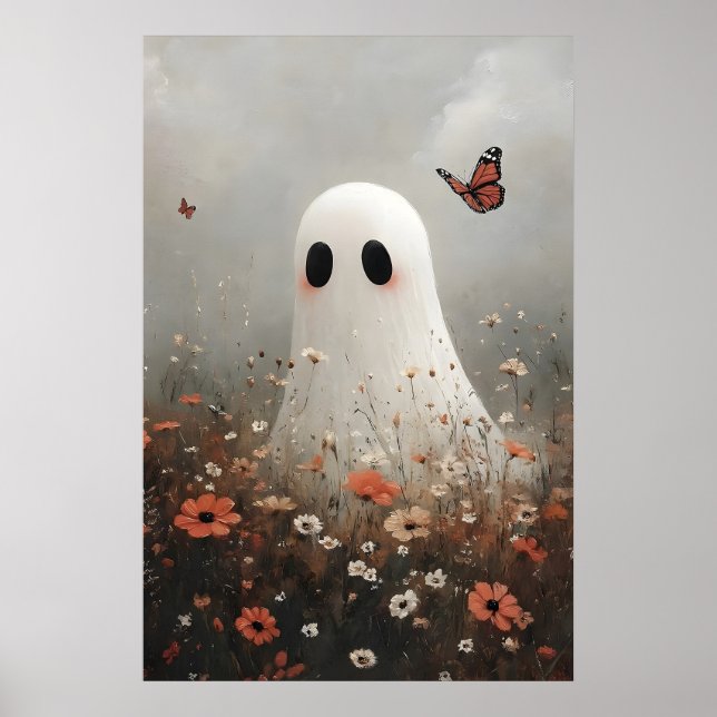 Ghost In Field Poppies Portrait Print, Flower Poster (Front)