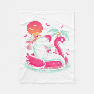 Ghost In Lifebuoy Flamingo On A Pool Float Summer Fleece Blanket