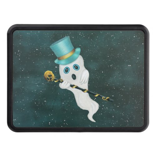 Ghost in Night Sky Top Hat Open Mouth Skull Cane Hitch Cover