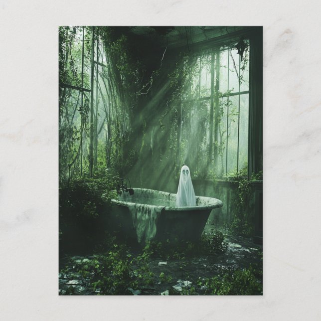 Ghost in the Abandoned House Bathtub Postcard (Front)