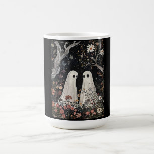 Ghost In The Flower Forest Halloween Spooky Season Coffee Mug