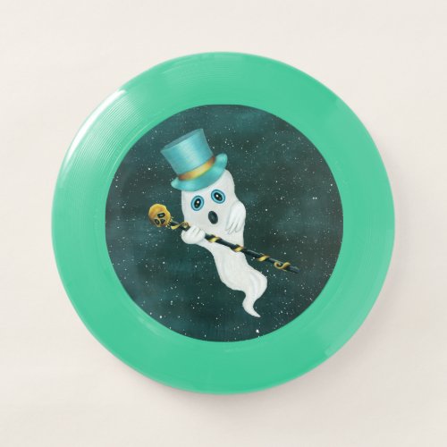 Ghost in Top Hat With Cane Floating in Starry Sky Wham_O Frisbee