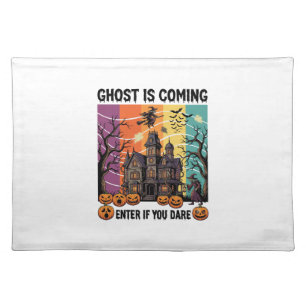 Ghost Is Coming Halloween Haunted House Witch Pump Cloth Placemat