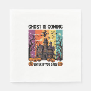 Ghost Is Coming Halloween Haunted House Witch Pump Napkins