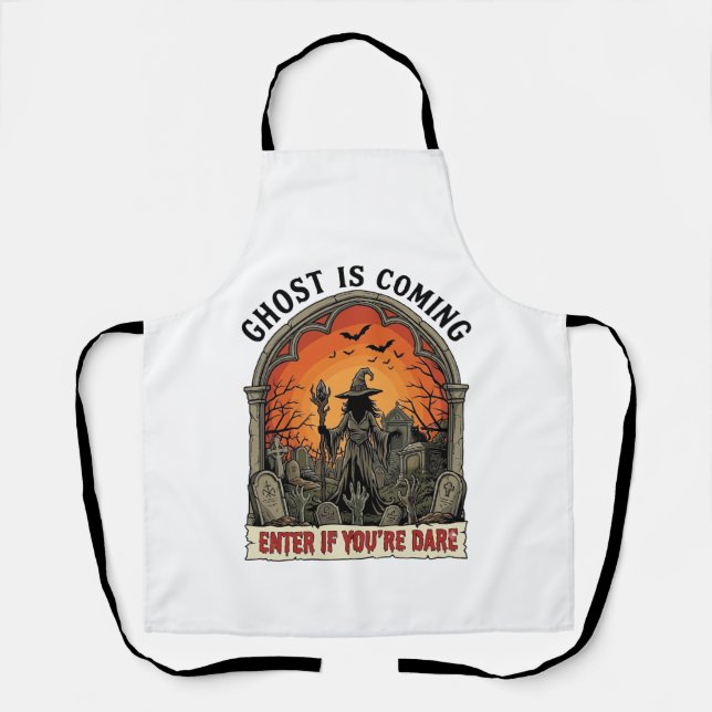 Ghost Is Coming Witch Graveyard Zombie Hands Hallo Apron (Front)
