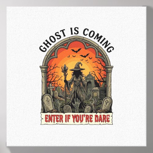 Ghost Is Coming Witch Graveyard Zombie Hands Hallo Canvas Photo Tile