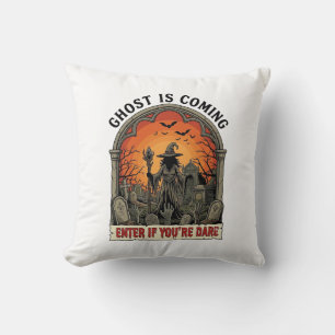 Ghost Is Coming Witch Graveyard Zombie Hands Hallo Throw Pillow