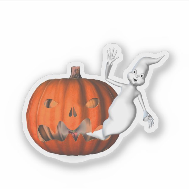 Ghost Jack O Lantern Halloween Funny  Sticker (Front)