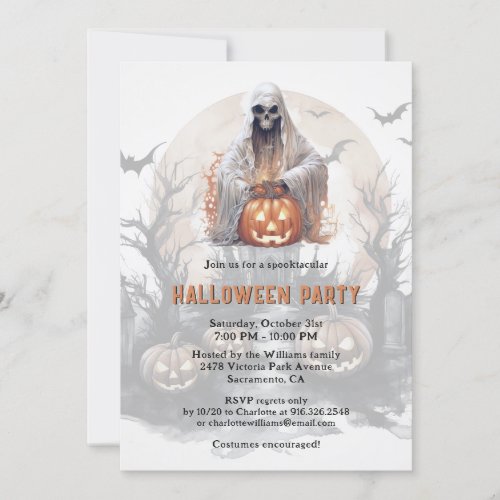 Ghost Jack_O_Lantern Halloween Party Invitation