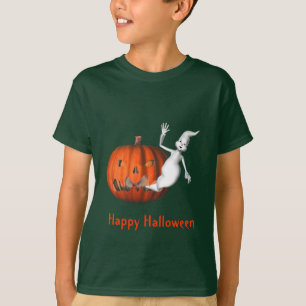 Ghost Jack O Lantern Kids Halloween T-Shirt