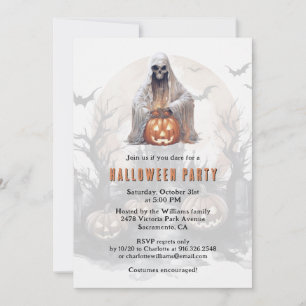 Ghost Jack-O-Lantern Spooky Halloween Party Invitation