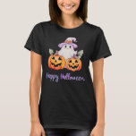 Ghost Jack-O&#39; Lanterns Black Happy Halloween T-Shirt