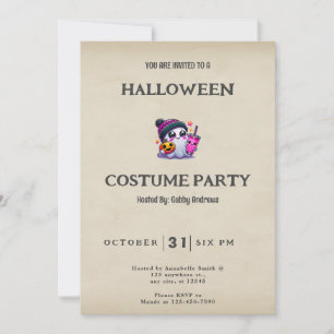 Ghost Jack-O' Lanterns Stars Vintage Halloween Invitation