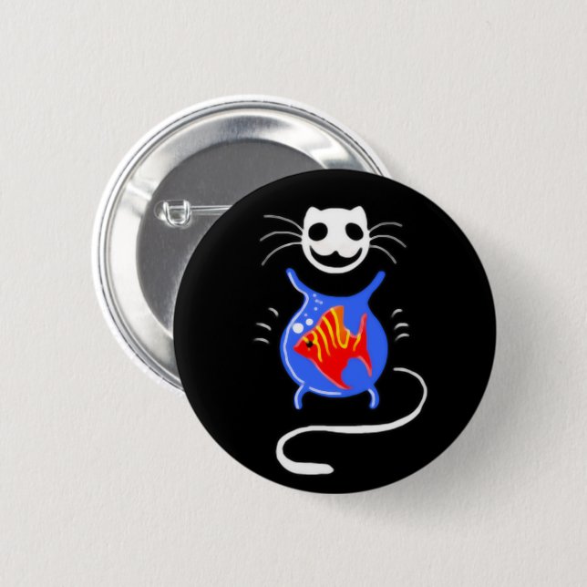 Ghost Kitty Cat Button (Front & Back)