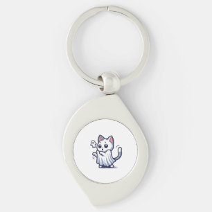 Ghost Kitty Halloween Costume Keychain