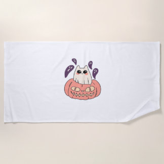 Ghost Kitty in a pumpkin Classic T-Shirt Beach Towel