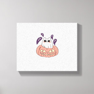 Ghost Kitty in a pumpkin Classic T-Shirt Canvas Print