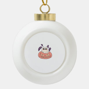 Ghost Kitty in a pumpkin Classic T-Shirt Ceramic Ball Christmas Ornament