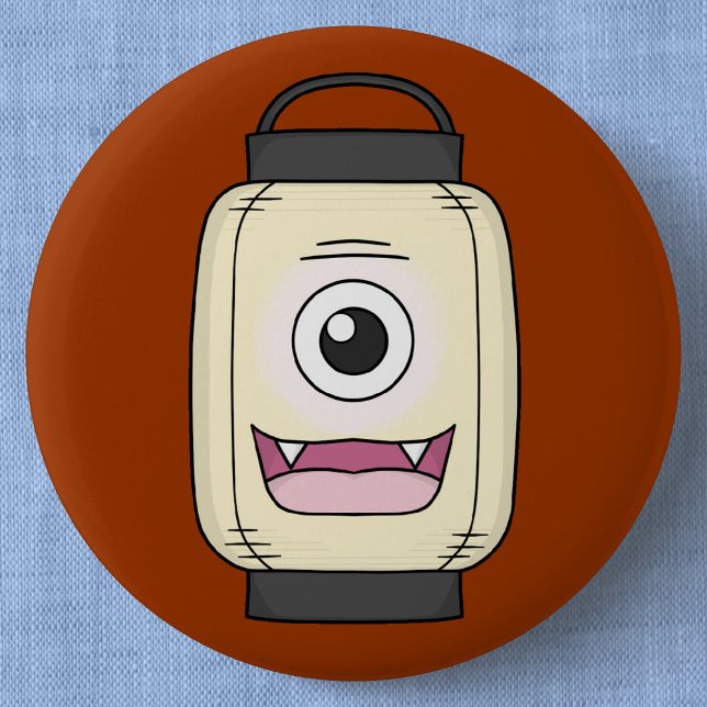 Ghost Lantern Chochin-obake | Japanese Yokai Button (Ghost Lantern Chochin-obake Can Badge- Detail View)