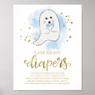 Ghost Late Night Diapers Baby Shower Game Sign