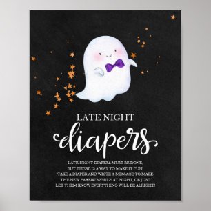 Ghost Late Night Diapers Baby Shower Game Sign