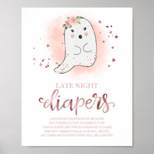 Ghost Late Night Diapers Baby Shower Game Sign