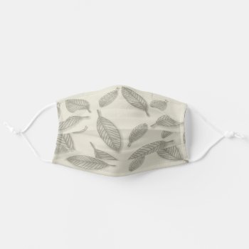 Ghost Leaves On Cream Adult Cloth Face Mask by timelesscreations at Zazzle
