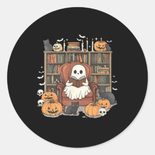 Ghost Library Halloween Book Reading Books Lover T Classic Round Sticker