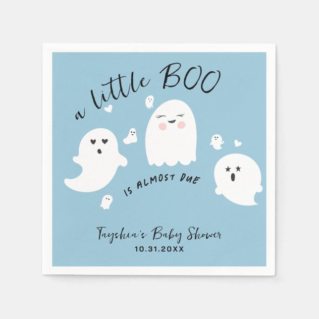 Ghost Little Boo Boy Halloween Baby Shower Napkins (Front)