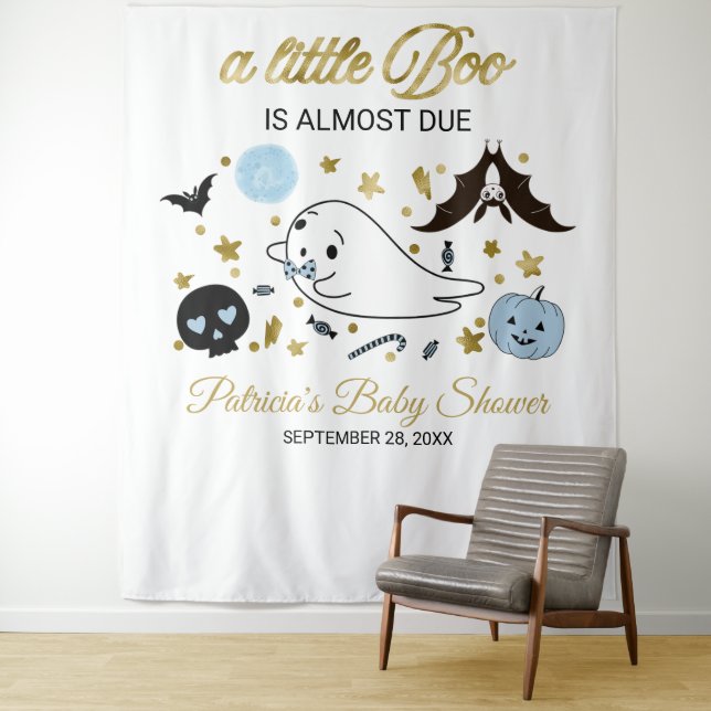 Ghost Little Boo Halloween Baby Shower Backdrop  (In Situ)
