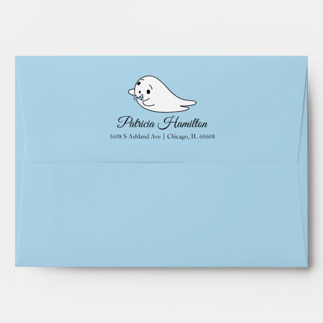 Ghost Little Boo Halloween Baby Shower Envelope (Back (Top Flap))