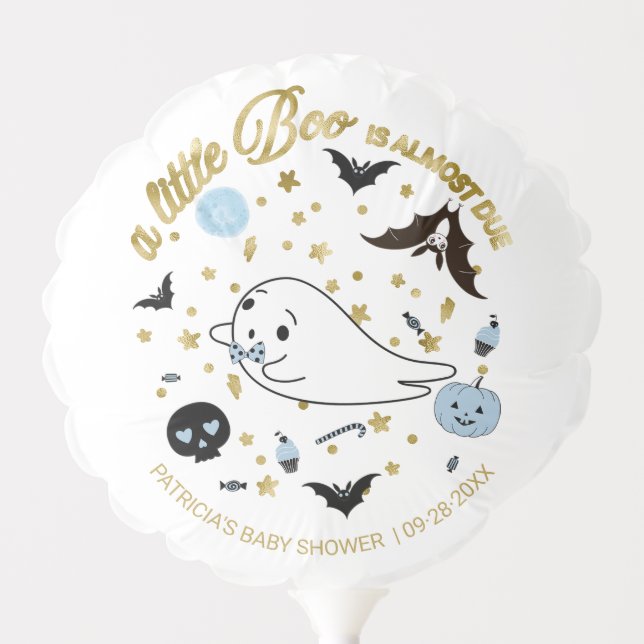 Ghost Little Boo Halloween Boy Baby Shower Balloon (Front)
