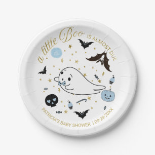 Ghost Little Boo Halloween Boy Baby Shower Paper Plates