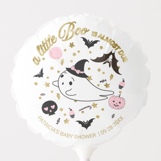 Ghost Little Boo Halloween Girl  Baby Shower Balloon (Front)