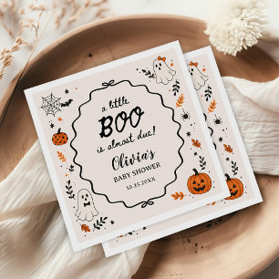 Ghost Little Boo Is Due Halloween Baby Shower Napkins