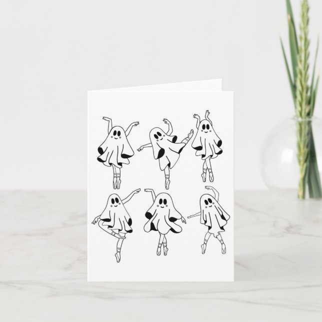 Ghost Llerinas Llet Dance Halloween Cute Ghost  Card (Front)