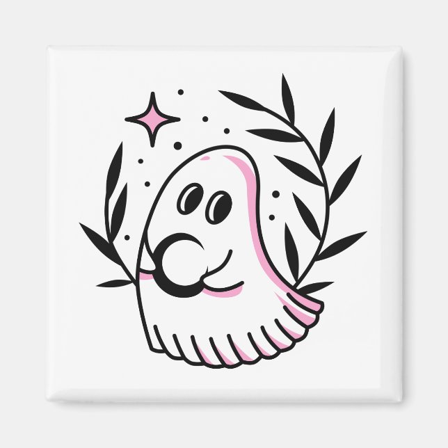 Ghost Logo Magnet Pink and Black (Front)