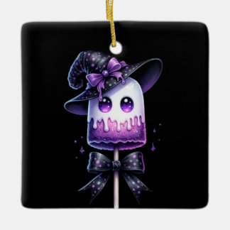 Ghost Lollipop Ceramic Ornament