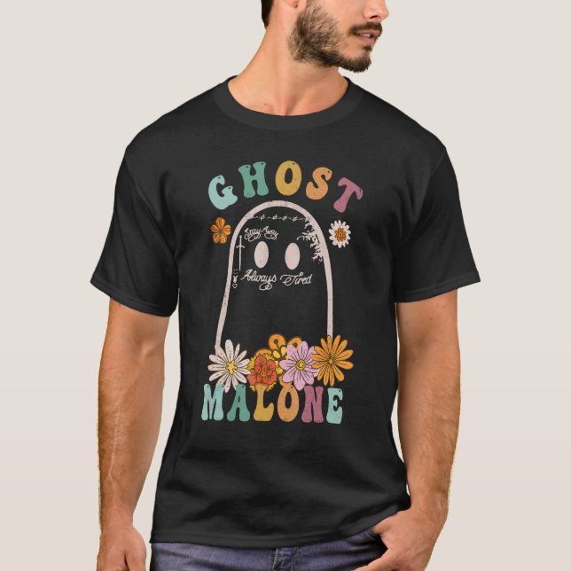 Ghost Malone Fall Season Spooky Halloween Cute Gho T-Shirt (Front)