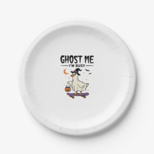 Ghost Me Im Busy Halloween Goose Skateboard Paper Plates