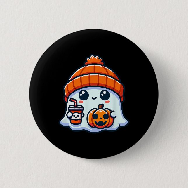 Ghost Mens Halloween  Button (Front)